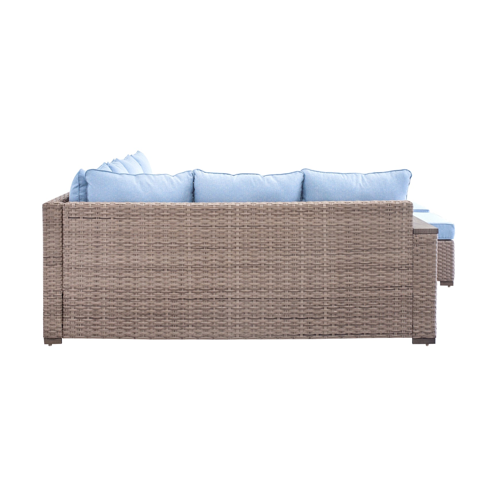 Marina Blue/Brown Outdoor Sectional Set