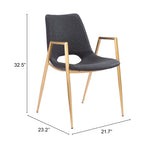 Desi Black & Gold Dining Chair (Set of 2)