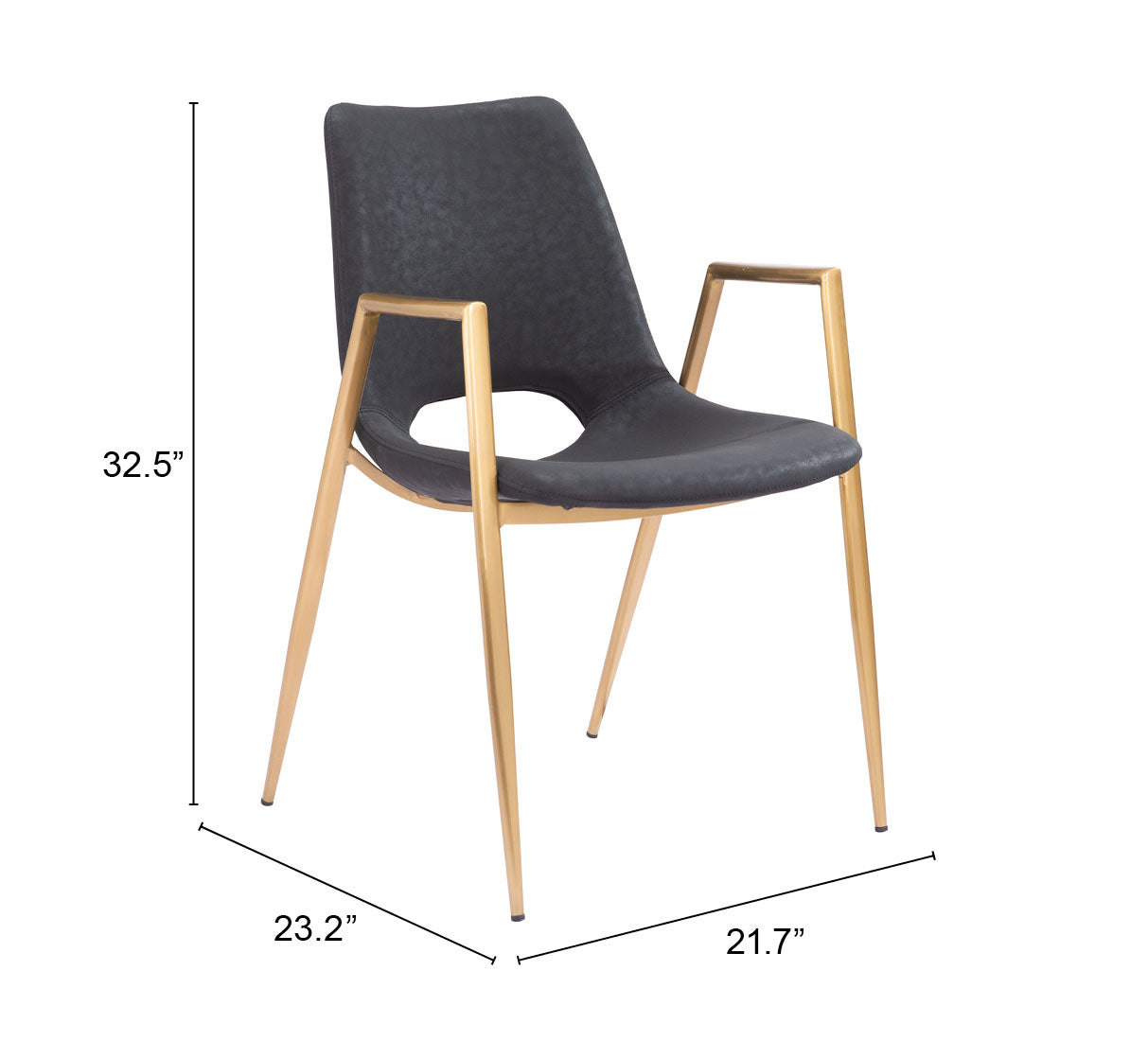 Desi Black & Gold Dining Chair (Set of 2)