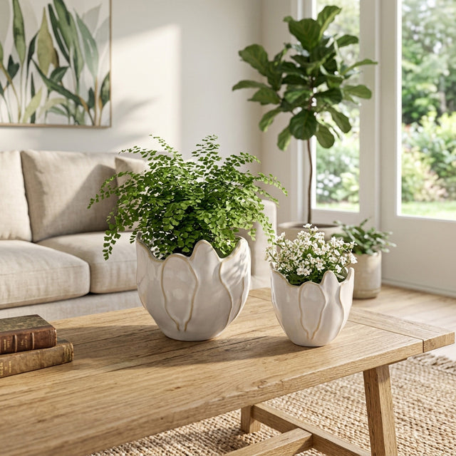 Drydenrun Ivory/White Planters (Set of 2)