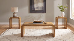 Booker Natural 3-Piece Mango Wood Coffee And End Table Set