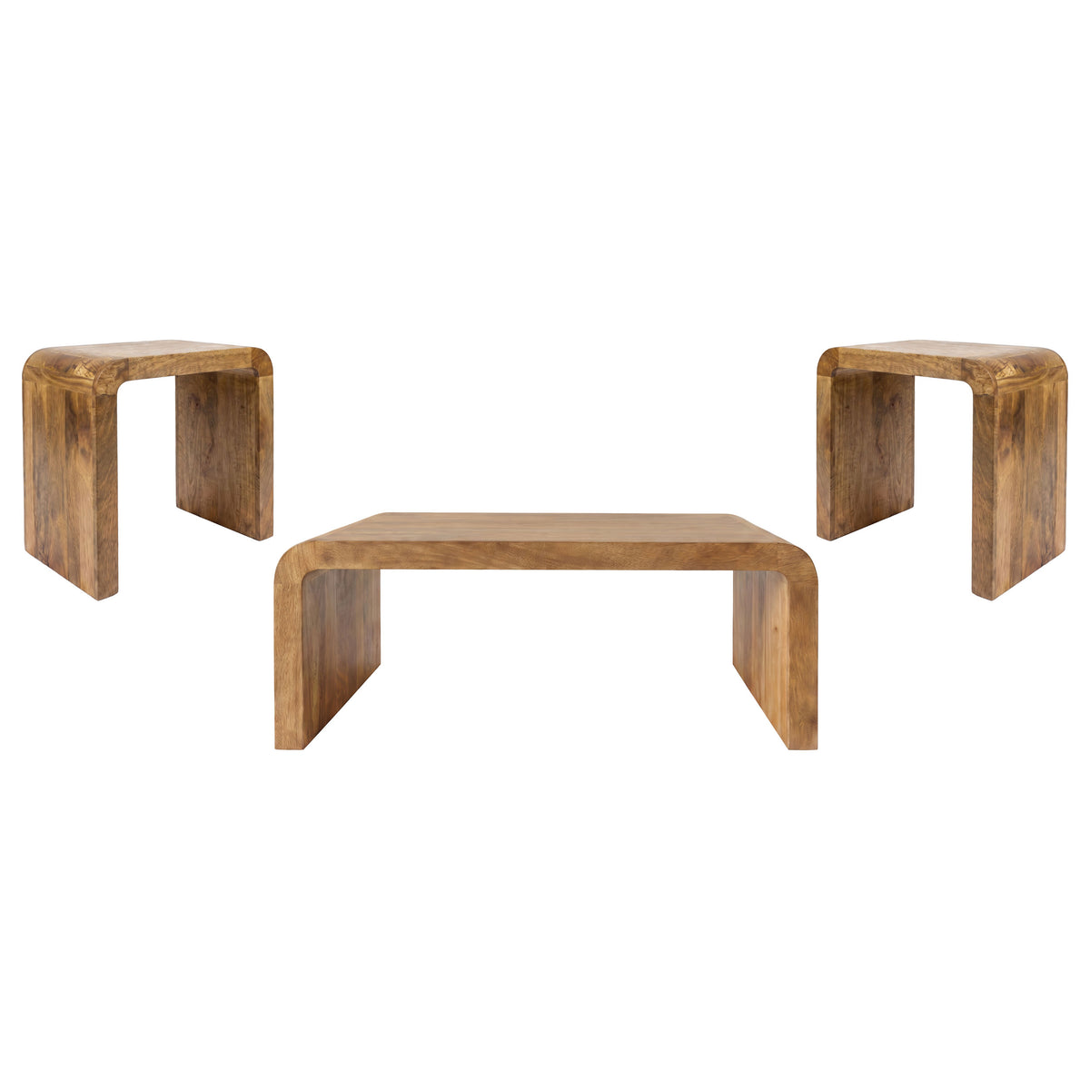 Booker Natural 3-Piece Mango Wood Coffee And End Table Set