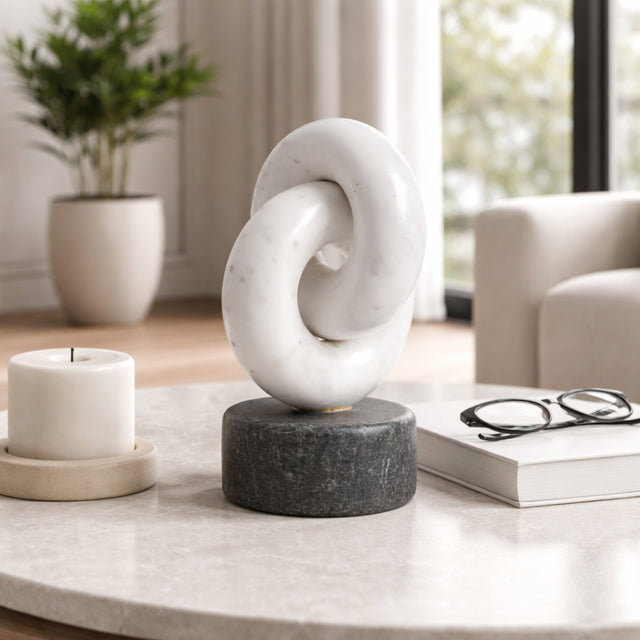 Livingston White/Gray Marble Link Sculpture