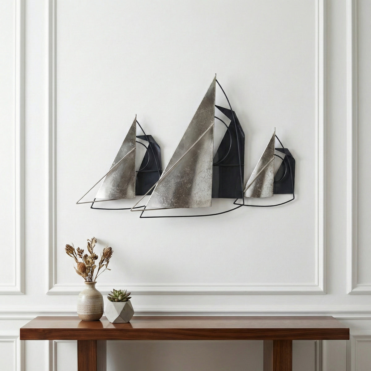 Seabright Blue/Silver Metal Sailboats Wall Decor