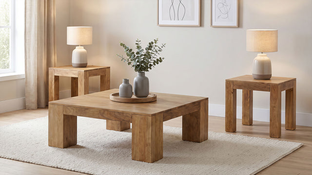 Butte Natural 3-Piece Mango Wood Coffee And End Table Set