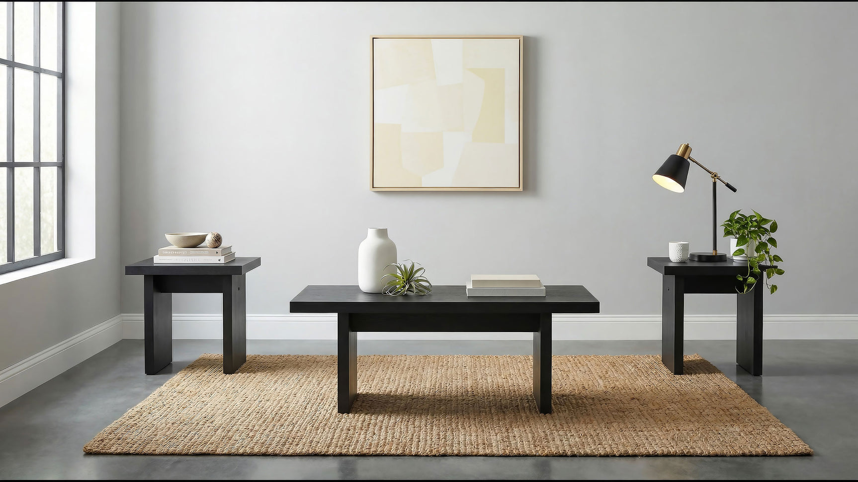 Decker Black 3-Piece Coffee and End Table Set