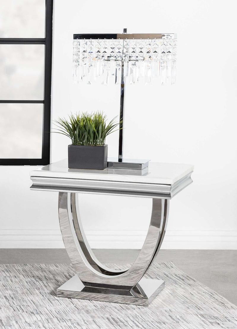 Kerwin White & Chrome End Table - Ornate Home
