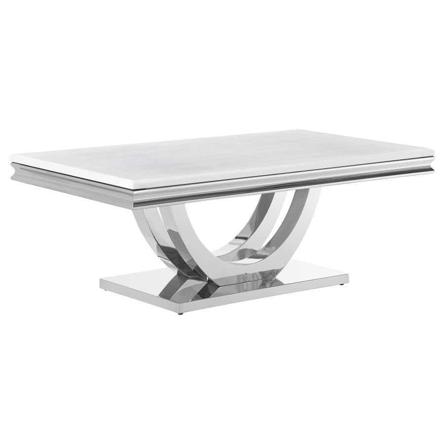 Kerwin White & Chrome Coffee Table - Ornate Home