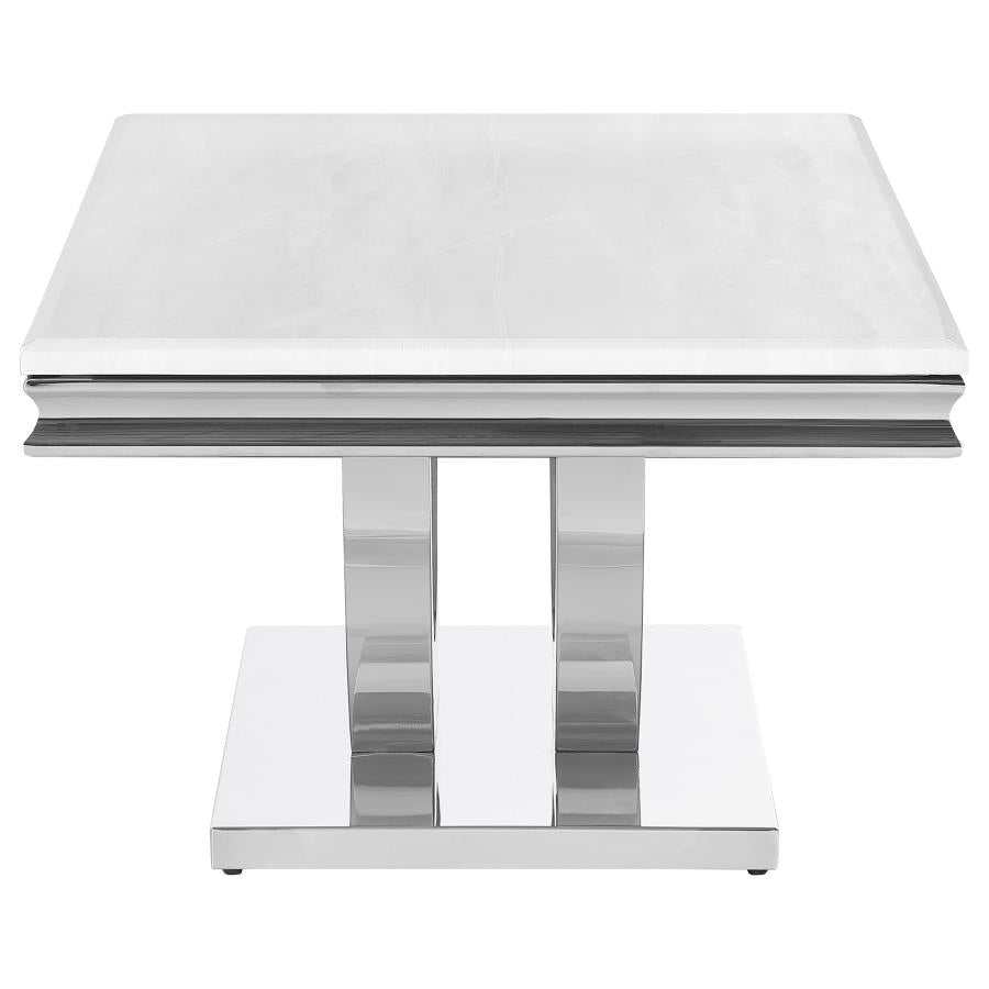 Kerwin White & Chrome Coffee Table - Ornate Home