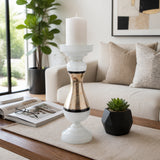 Lafayette White Small Glass Candle Holder