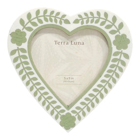 Trocha Peach/Green 5x5 7od Heart Floral Pattern Frame