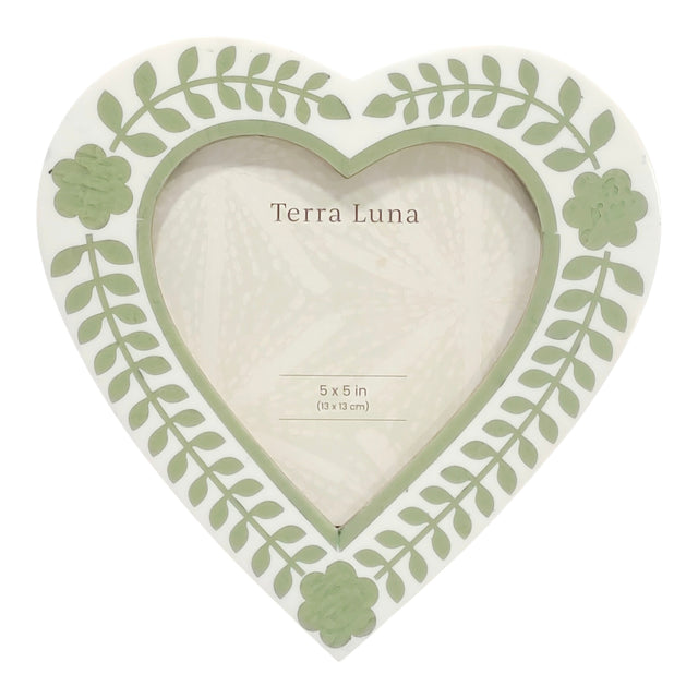 Trocha Peach/Green 5x5 7od Heart Floral Pattern Frame
