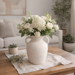 Carlinrose Ivory Paper Mache Vase with Handles