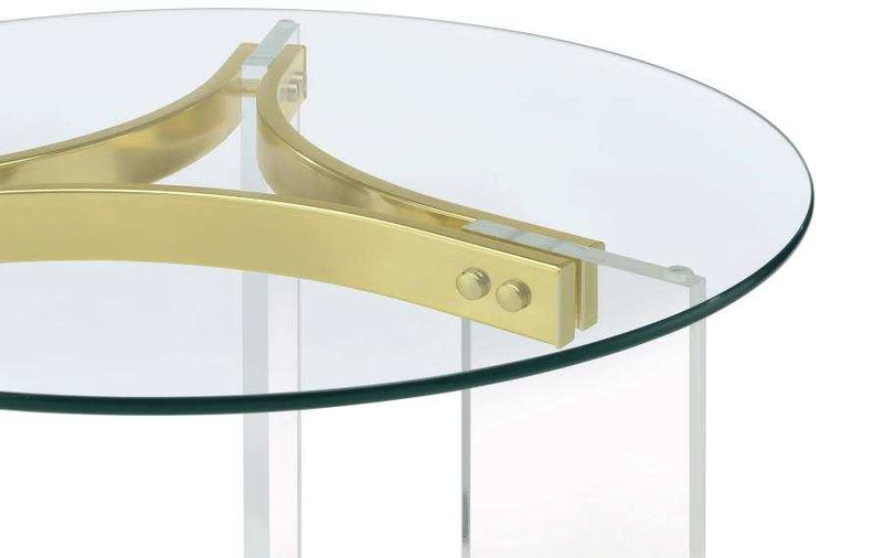 Janessa Clear & Matte Brass End Table w/ Acrylic Legs