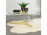 Janessa Clear & Matte Brass Coffee Table w/ Acrylic Legs - Ornate Home