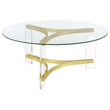 Janessa Clear & Matte Brass Coffee Table w/ Acrylic Legs - Ornate Home