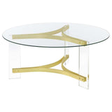 Janessa Clear & Matte Brass Coffee Table w/ Acrylic Legs - Ornate Home