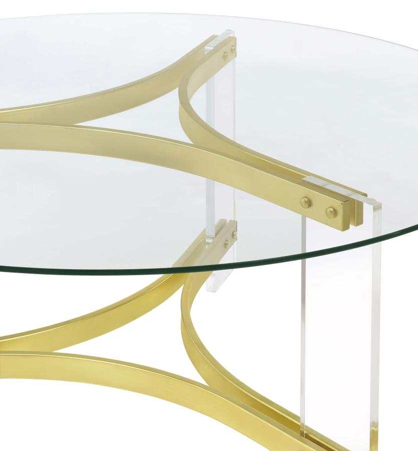 Janessa Clear & Matte Brass Coffee Table w/ Acrylic Legs - Ornate Home