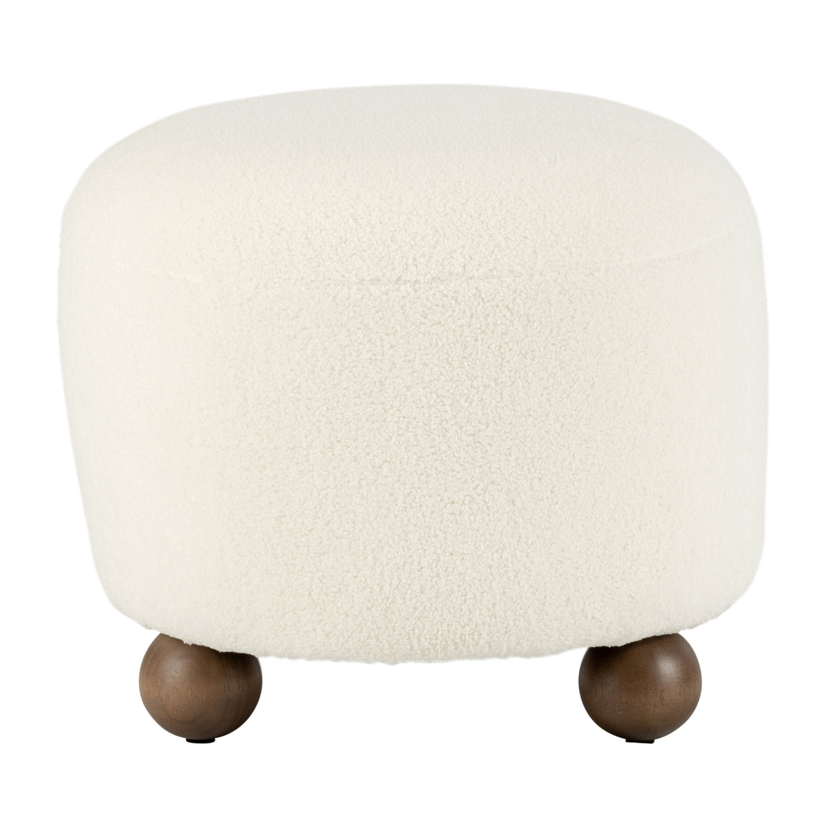 Conant Beige Round Ottoman with Ball Feet