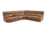 MaxView Media Mocha 6-Piece Power Reclining Sectional with Immersive Sound System
