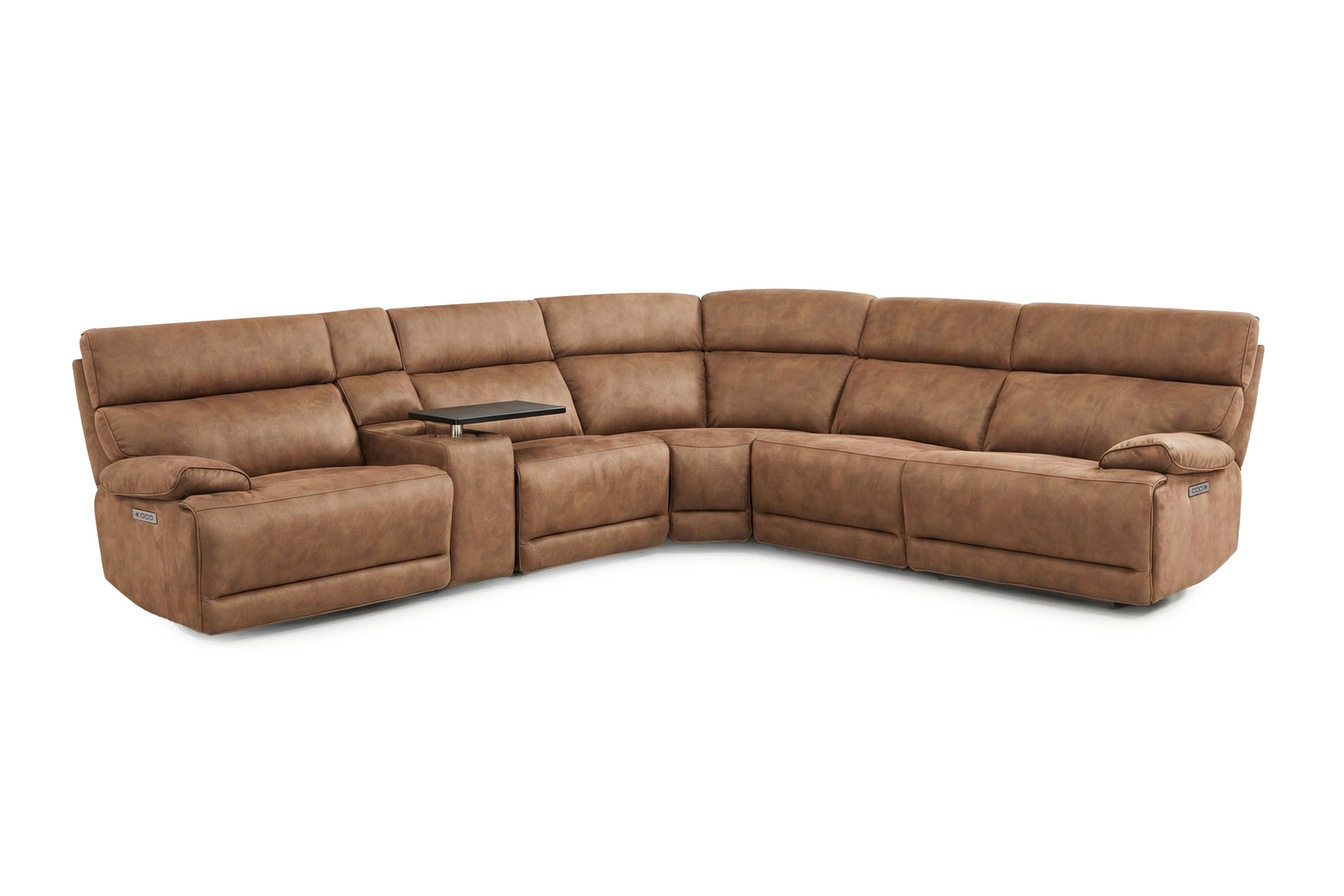 MaxView Media Mocha 6-Piece Power Reclining Sectional with Immersive Sound System