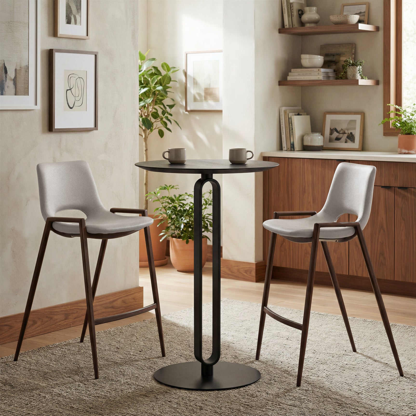 Desi Beige & Walnut Counter Stool (Set of 2)