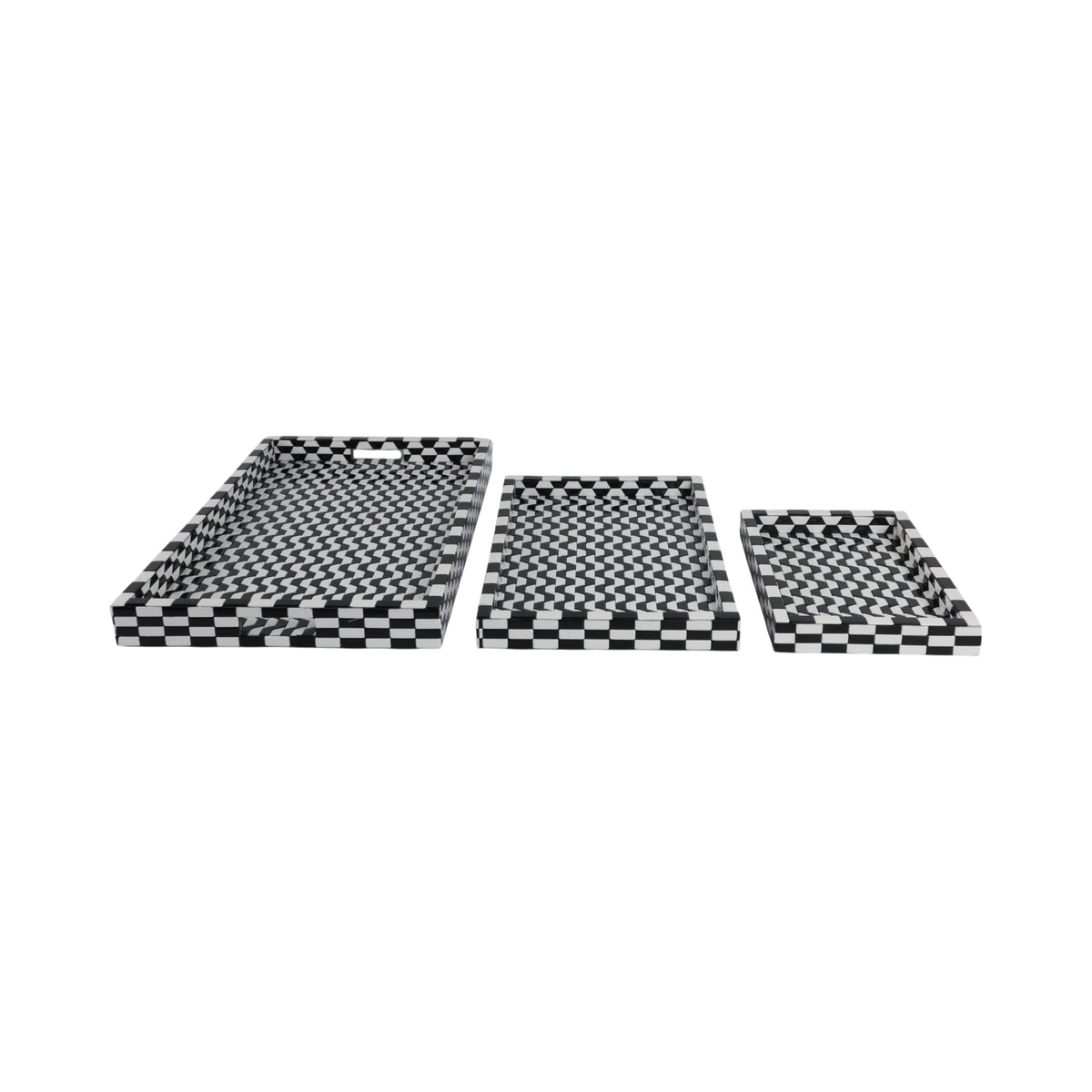 Roseland Black/White Geo 3d Resin Trays (Set of 3)