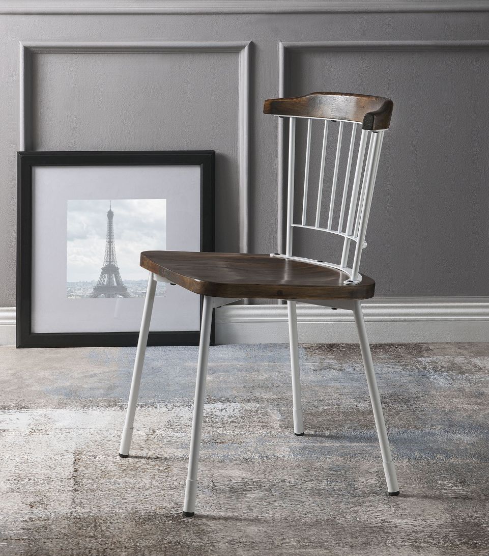 Orien White/Brown Oak Side Chair (Set of 2)