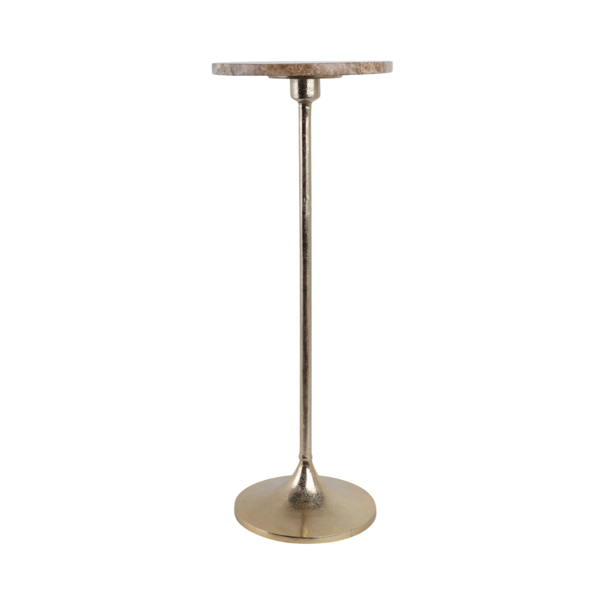 Beaumont Tan/Gold Drink Table with Marble Top