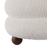 Bonetti Ivory Ribbed Teddy Ottoman with Ball Feet