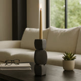 Ennisvale Black Sand Glaze Stacked Objects Taper Holder