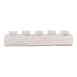 Shrub White/Tan Wood Log 5-Cup Tealight Holder