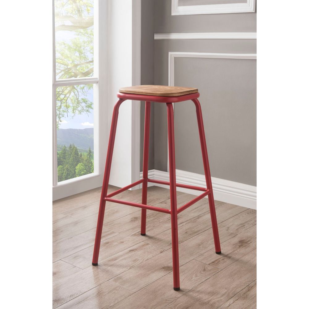 Scarus Natural/Red Bar Stool (Set of 2)