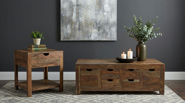 Esther Natural 2-Piece Solid Sheesham Coffee And End Table Set