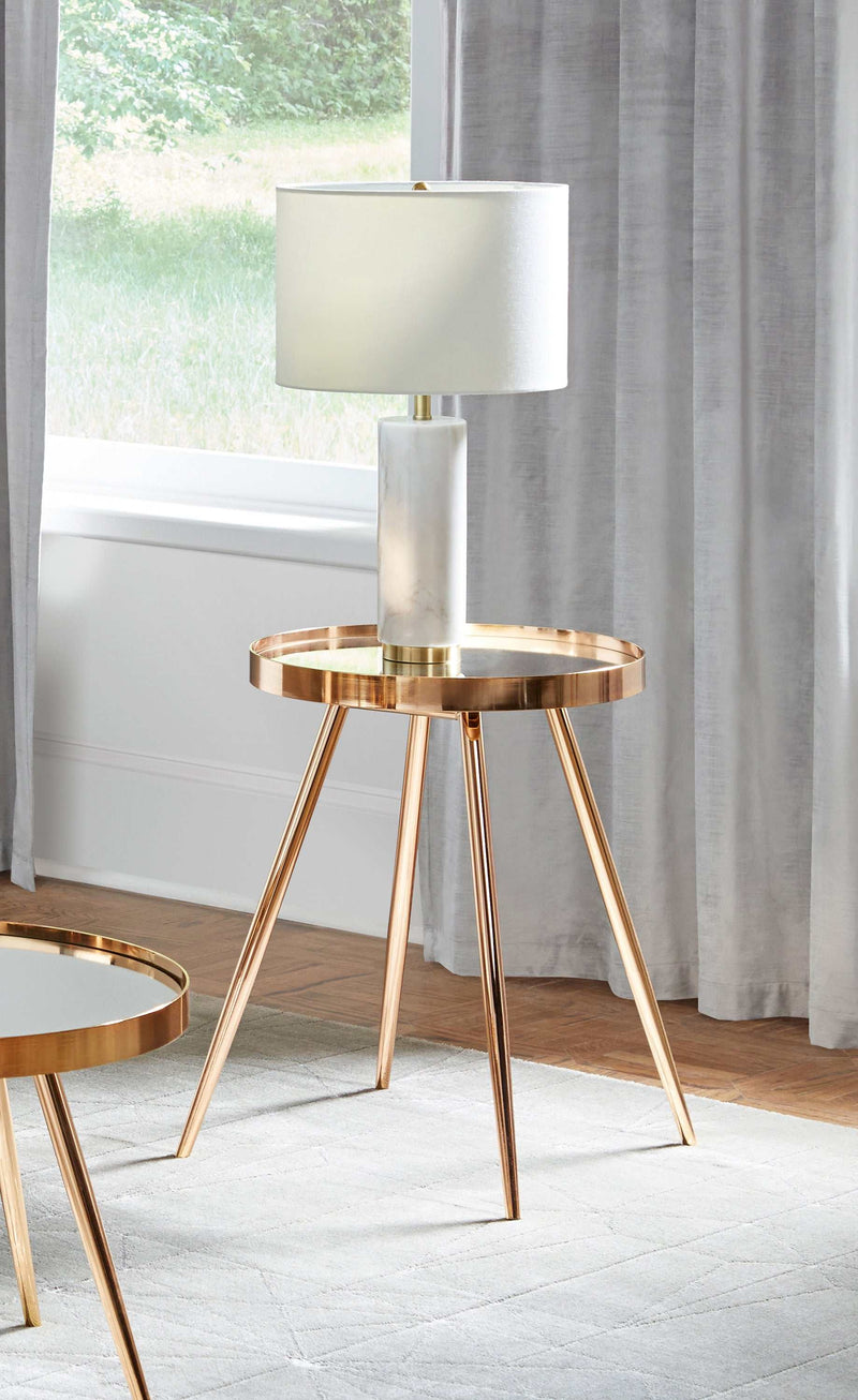 Kaelyn Mirror & Gold End Table - Ornate Home