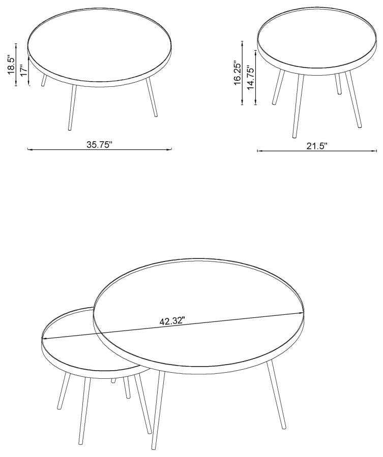 Kaelyn Mirror & Gold Nesting Coffee Table / 2pc - Ornate Home