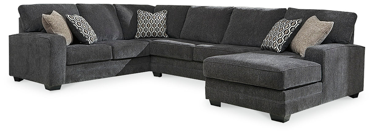 Tracling Gray 3-Piece Sectional with Ottoman - Ornate Home