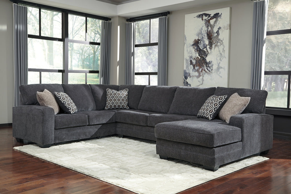 Tracling Gray 3-Piece Sectional with Ottoman - Ornate Home