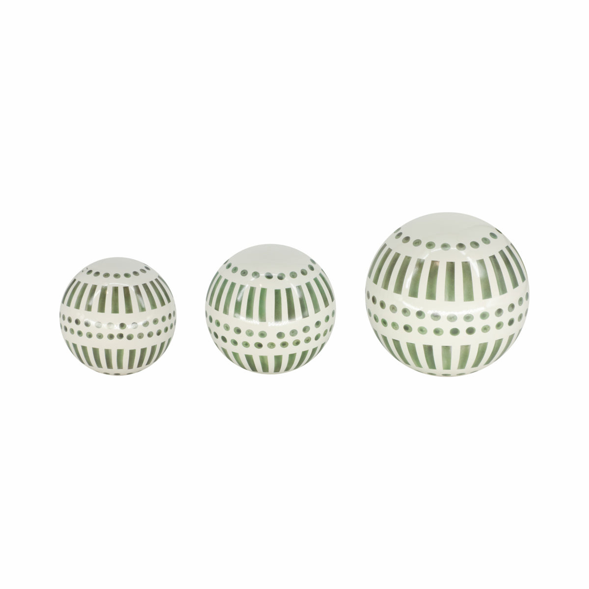 Crabtree Dark Sage Green Ceramic Orbs (Set of 3)
