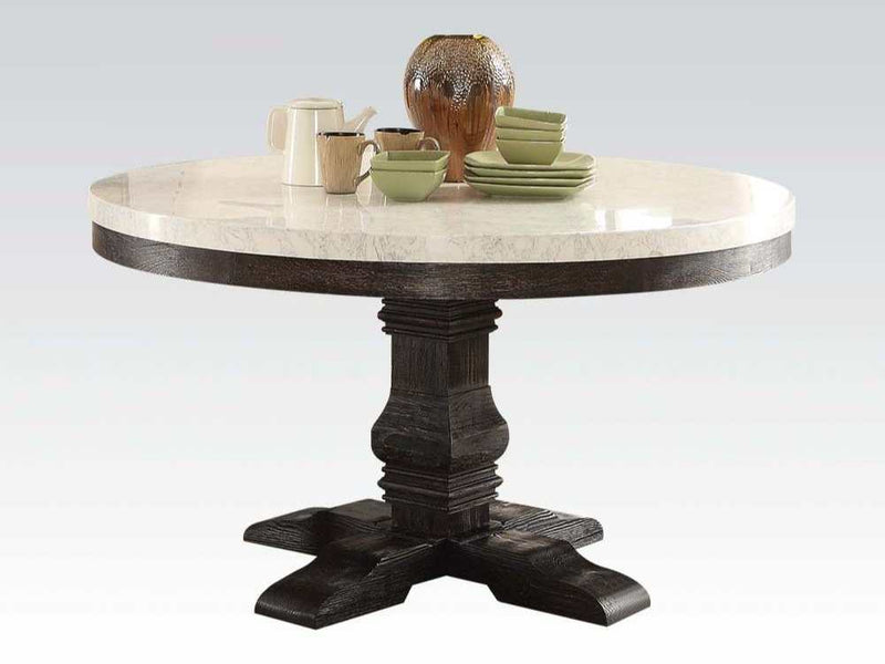 Nolan White Marble & Salvage Dark Oak Dining Table - Ornate Home