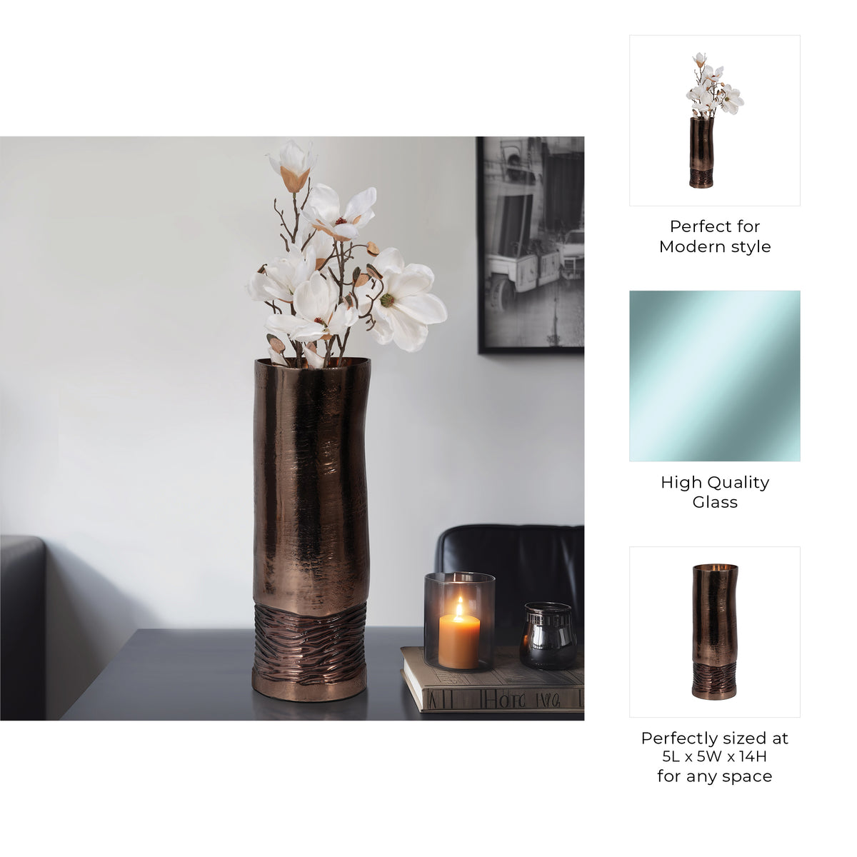 Llanada Bronze Small Glass Textured Enamel Vase