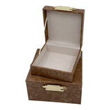 Oceanview Weathered Brown Square Patch Square Boxes (Set of 2)