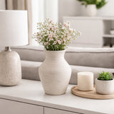 Brazos Ivory Small Paper Mache Ribbed Vase