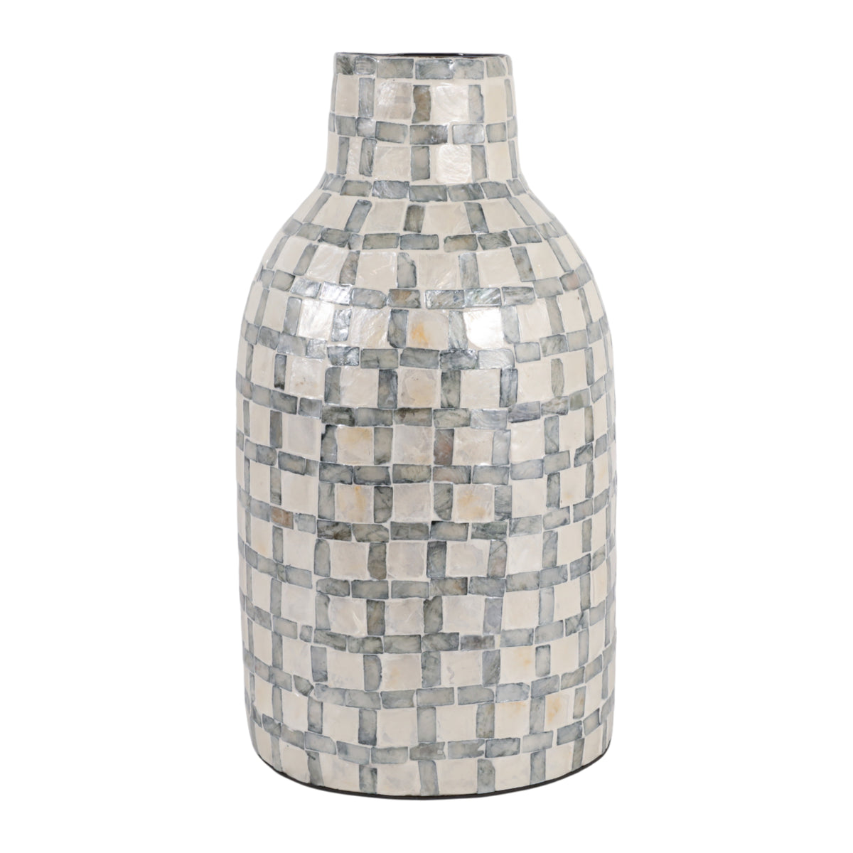 Crannell Multicolor Capiz Plaid Vase