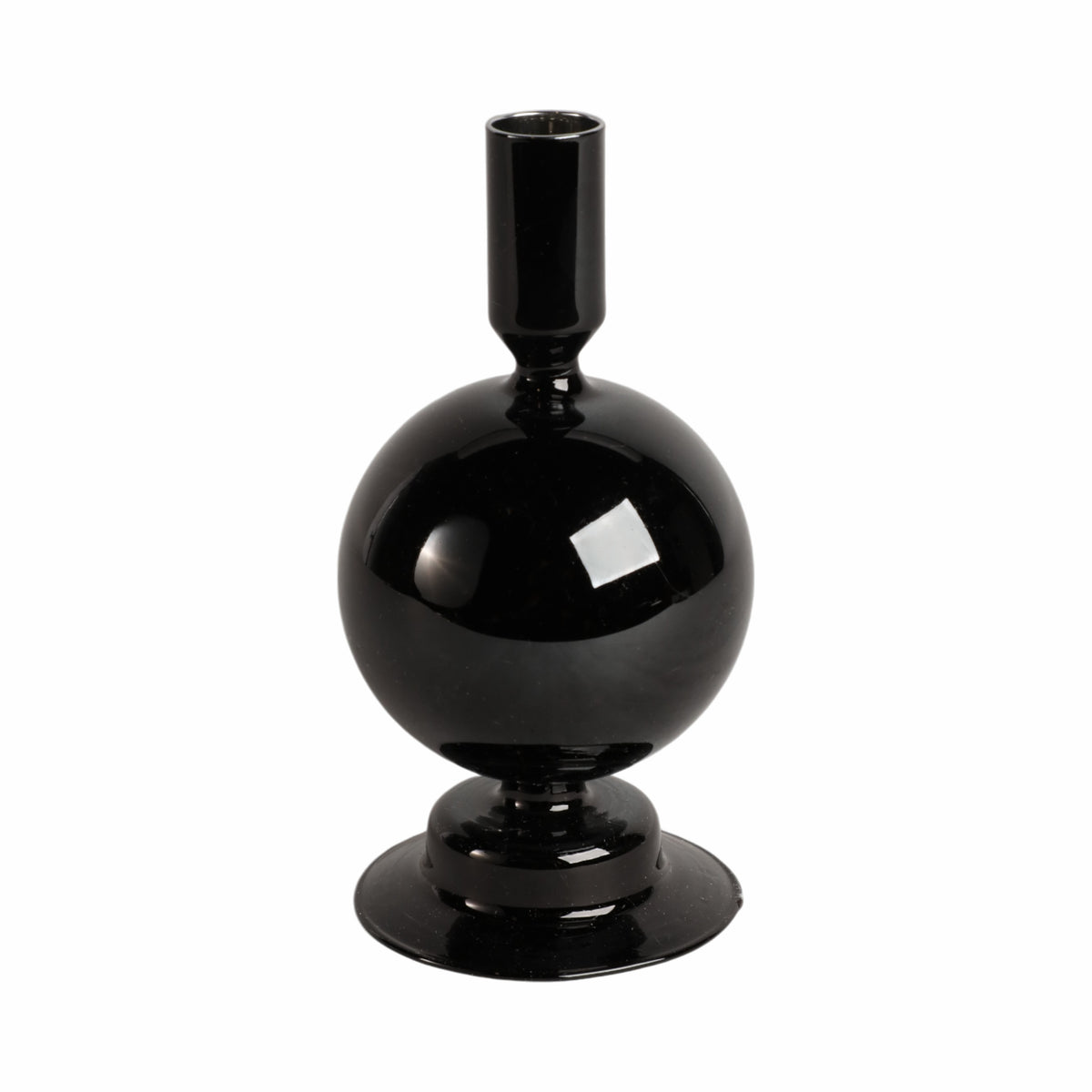 Ryde Black Glass Bubble Taper Candle Holder