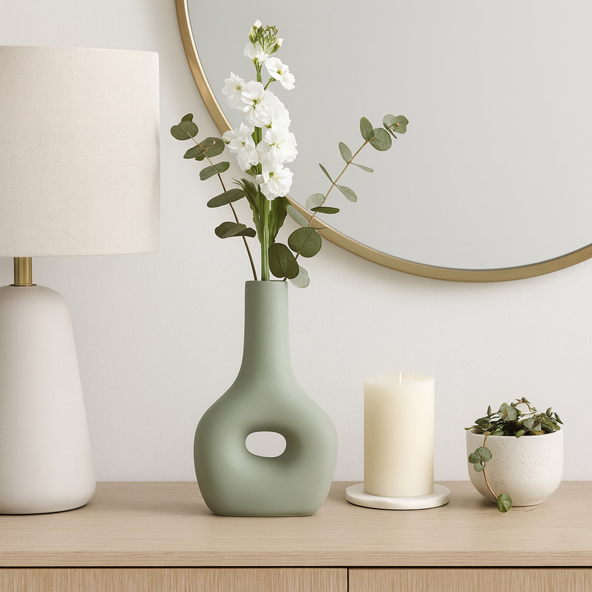 Parkwood Dark Sage Ceramic Open Cut-Out Nomad Vase