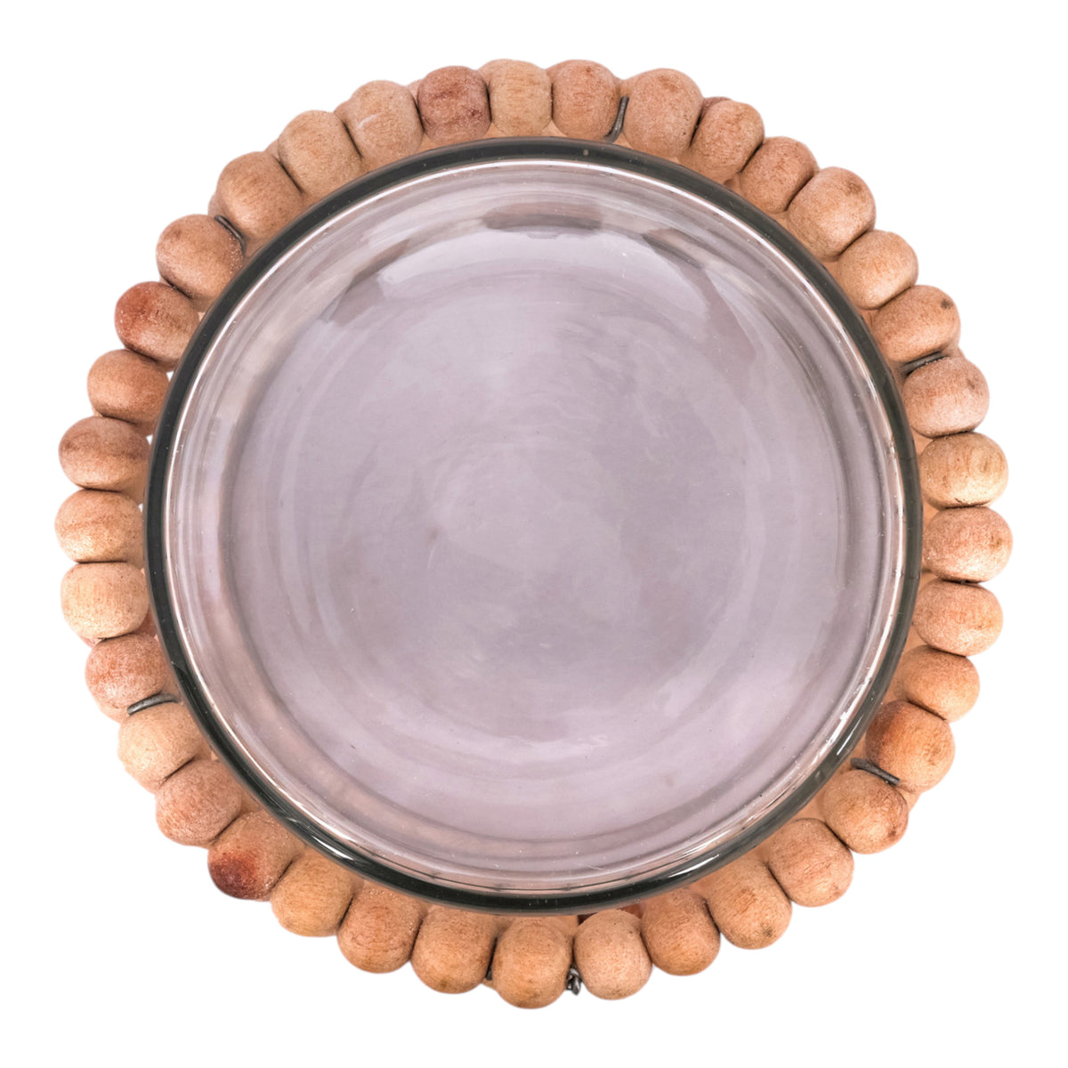 Oak Run Natural/Clear Large Wood Beaded Hurricane