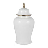 Arlenbeach White/Gold Ceramic Lion Head Temple Jar