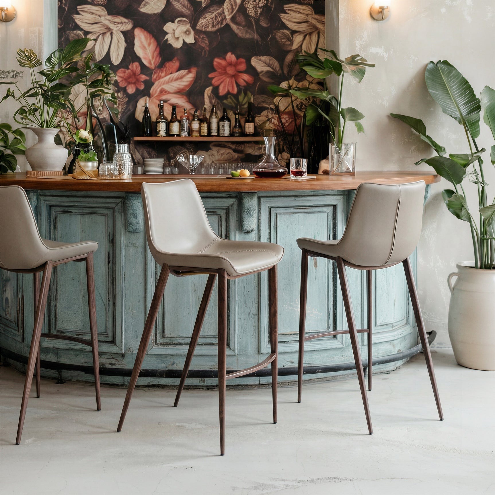 Magnus Brown & Walnut Barstool (Set of 2)
