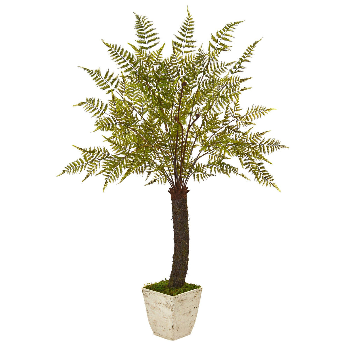 74” Fern Artificial Plant in White Planter